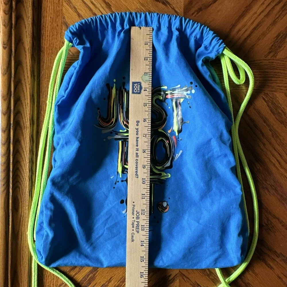 Nike Just Do It Drawstring Gym Bag Blue/Green 15L Polyester Adjustable BA5120